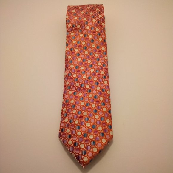 Gianfranco Italy Polka dots w/pocket hanky multi-color micro fiber hand made tie - Picture 2 of 6
